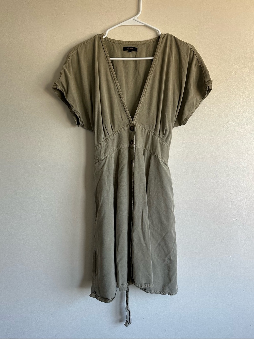 Quince Vintage Wash Tencel Button Front Dress Size L
